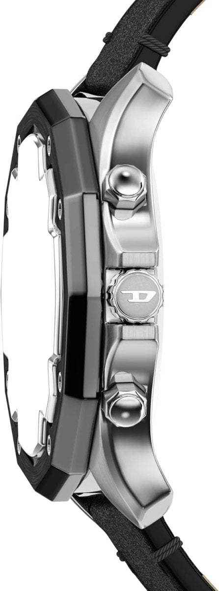 Diesel Stinger Black Sunray Dial and Black Leather Strap 46mm Men's Watch | DZ4710 | TIME Watches