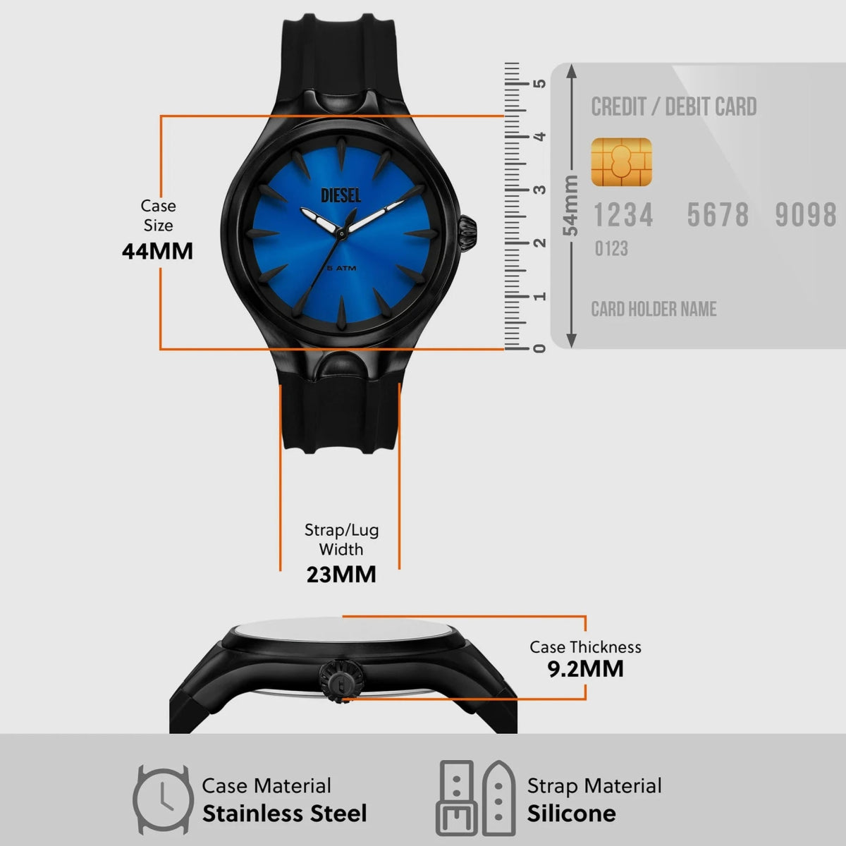 Diesel Streamline Three - Hand Black Silicone Men's Watch | DZ2203 | Time Watch Specialists