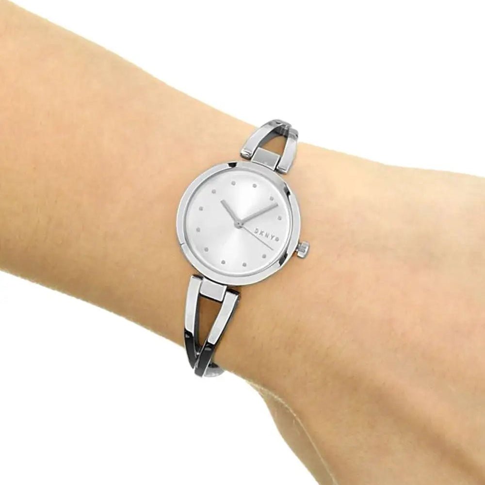 DKNY Crosswalk Silver Dial and Silver Steel Bracelet 26mm Women's Watch | NY2789 | TIME Watches