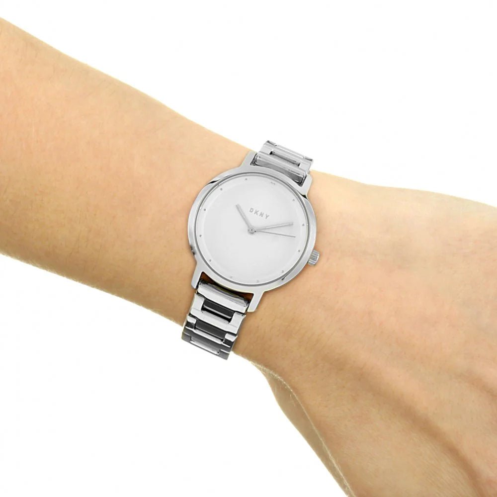 DKNY Modernist Silver Dial and Silver Steel Bracelet Women's Watch | NY2635 | TIME Watches
