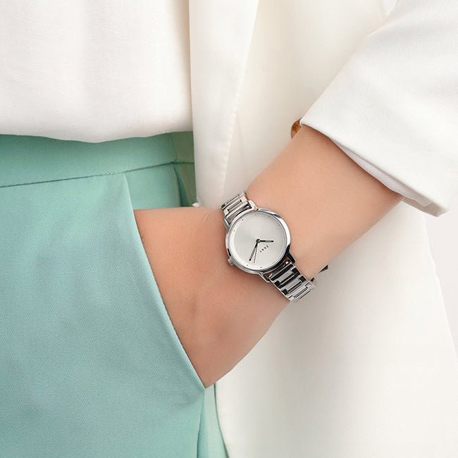 DKNY Modernist Silver Dial and Silver Steel Bracelet Women's Watch | NY2635 | TIME Watches