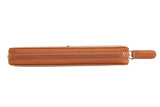 Mocha Leather Zippered Double Pen Case