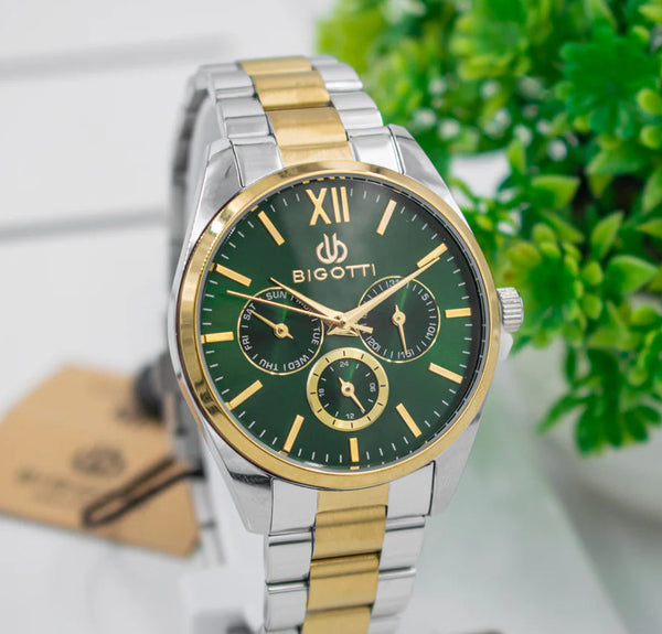 Bigotti Rose Gold Stainless Steel Green Multi-Dial Watch | BG.1.10492-4