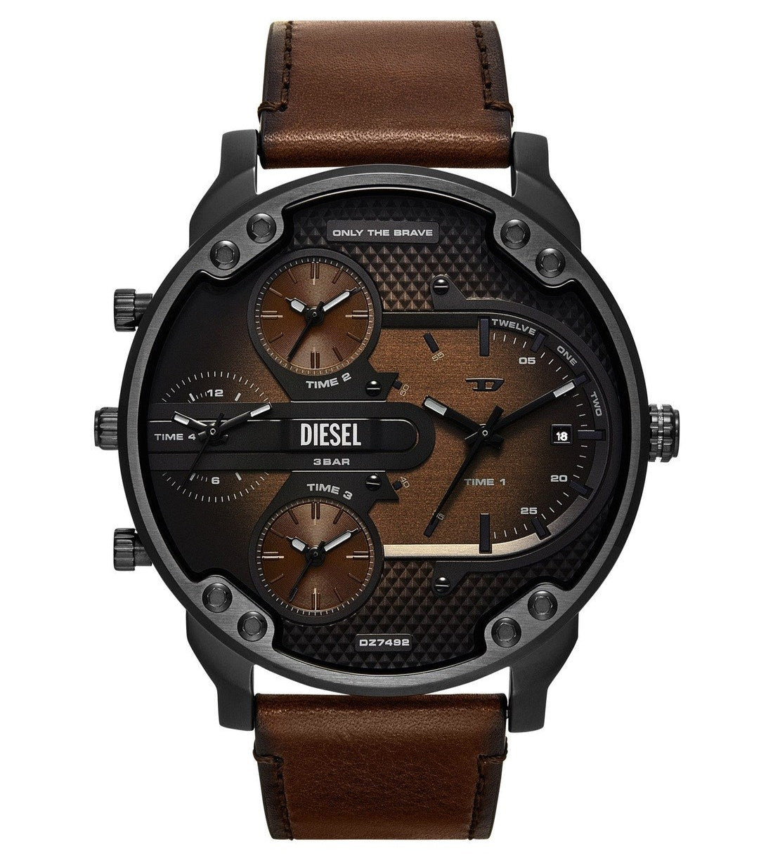 Diesel Mr. Daddy Slim Chronograph Brown Leather Strap Men's Watch | DZ7492