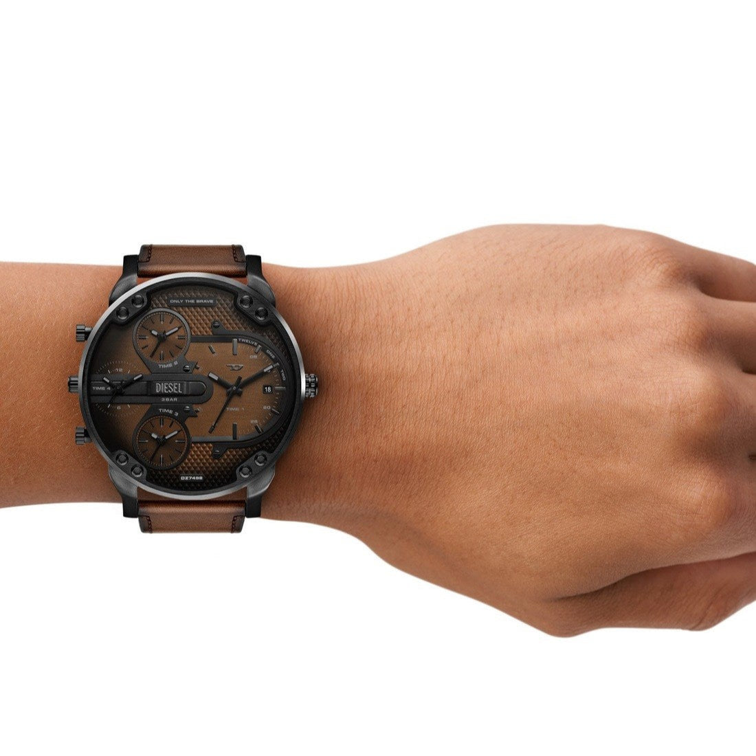 Diesel Mr. Daddy Slim Chronograph Brown Leather Strap Men's Watch | DZ7492