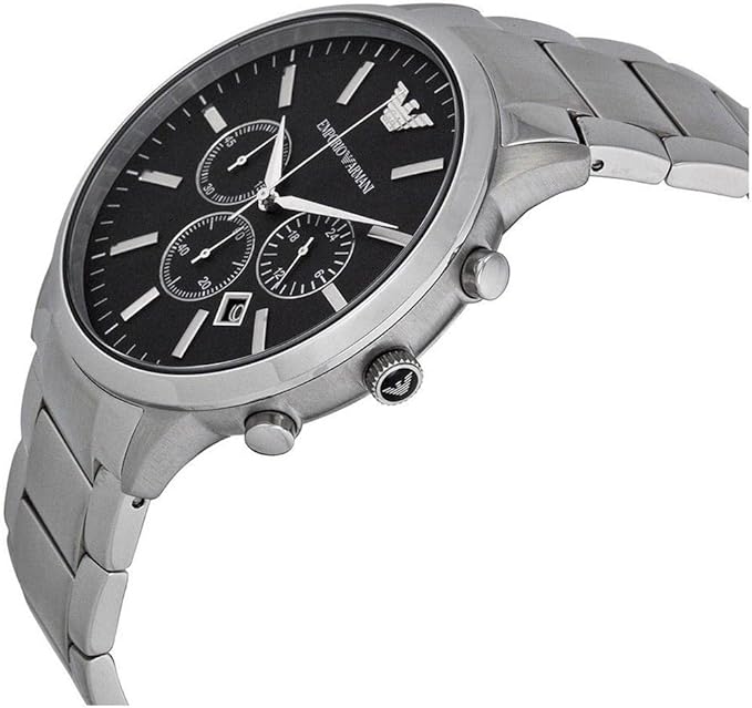 Emporio Armani Chronograph Black Dial and Black Stainless Steel 46mm Men's Watch | AR2460