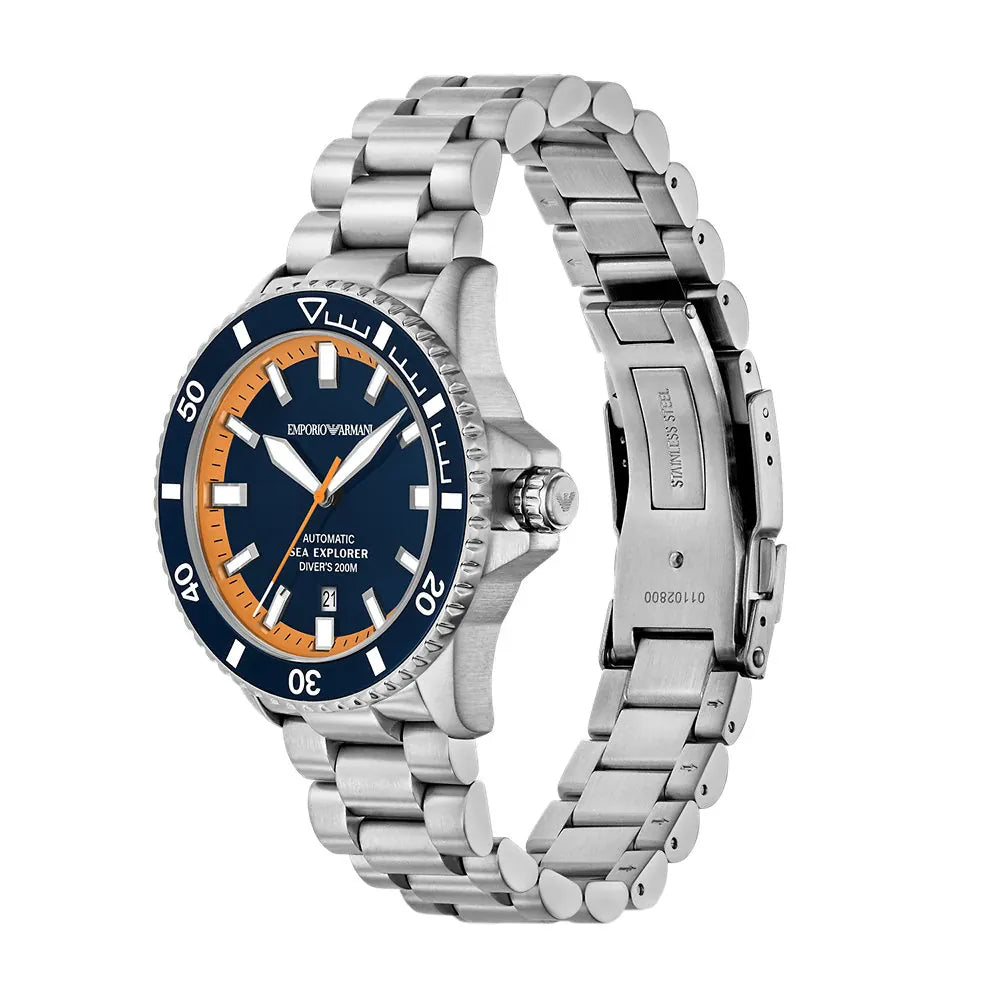 Emporio Armani Blue Sea Explorer Silver Stainless Steel Men's Watch | AR60090