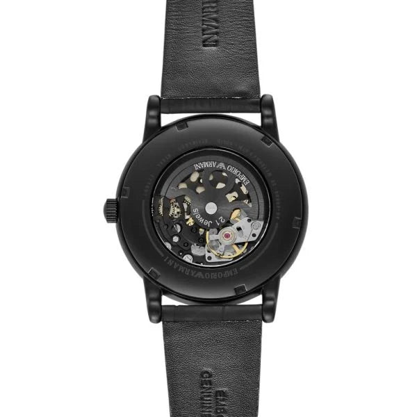 Emporio Armani Automatic Black Leather Men's Watch | AR60008 | Time Watch Specialists