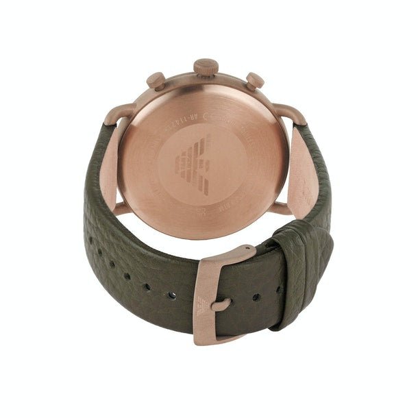 Emporio Armani Aviator Rose Gold Dial and Green Leather 44mm Men's Watch | AR11421