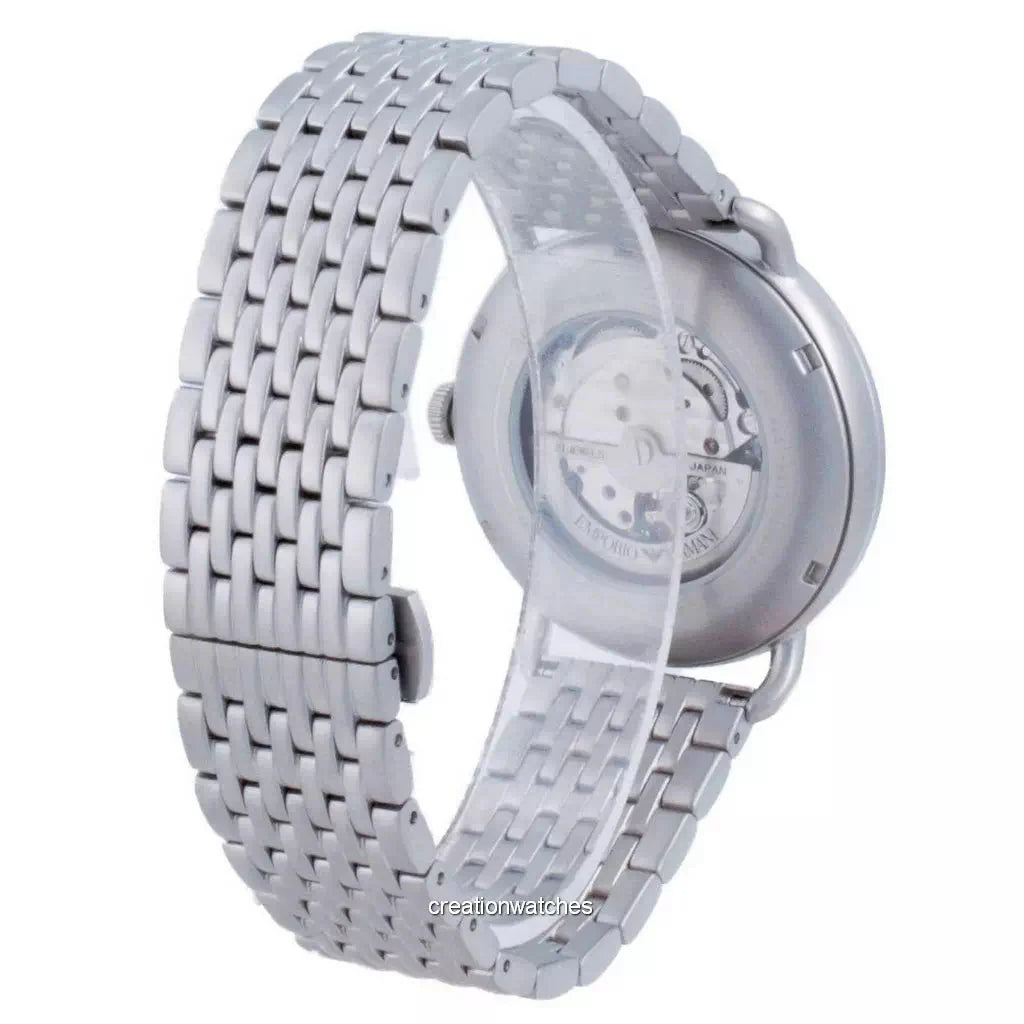 Emporio Armani Aviator Black Dial and Silver Stainless Steel 44mm Men's Watch | AR60024