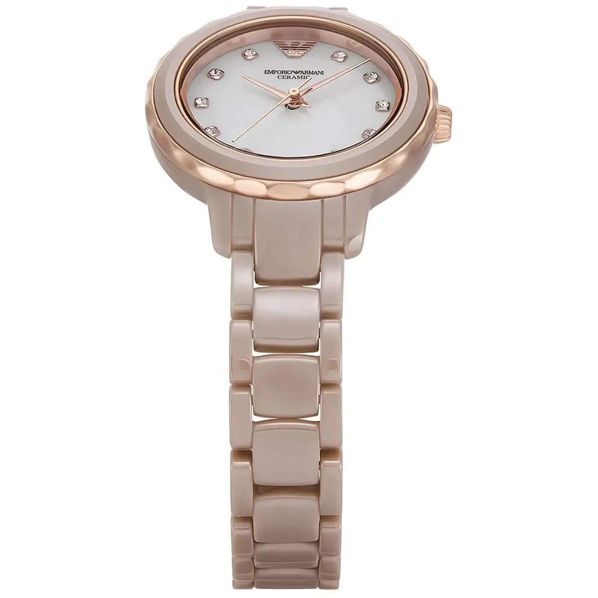 Emporio Armani Cayde Mother of Pearl Dial and White Ceramic 32mm Women's Watch | AR70018 | TIME Watches