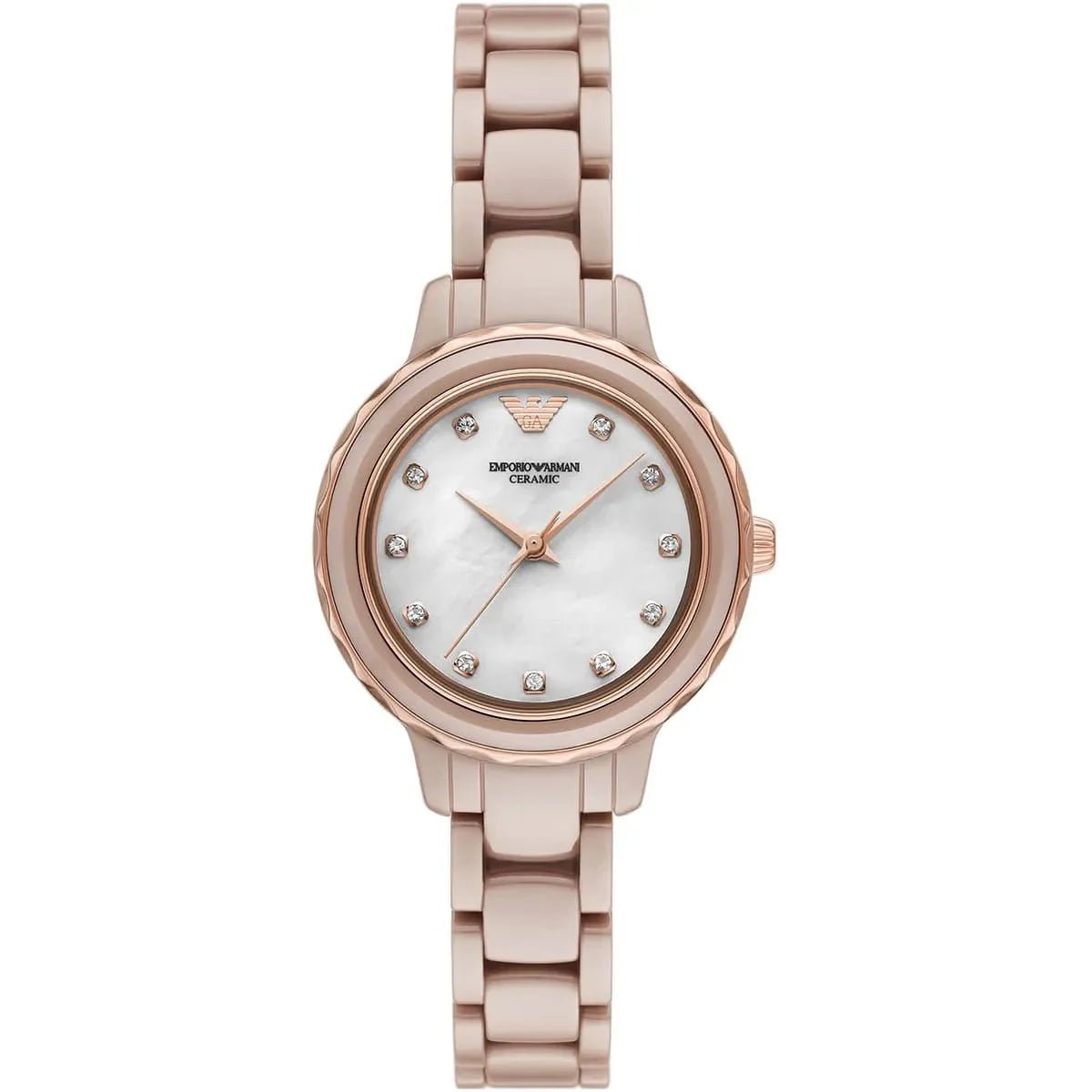 Emporio Armani Cayde Mother of Pearl Dial and White Ceramic 32mm Women's Watch | AR70018 | TIME Watches