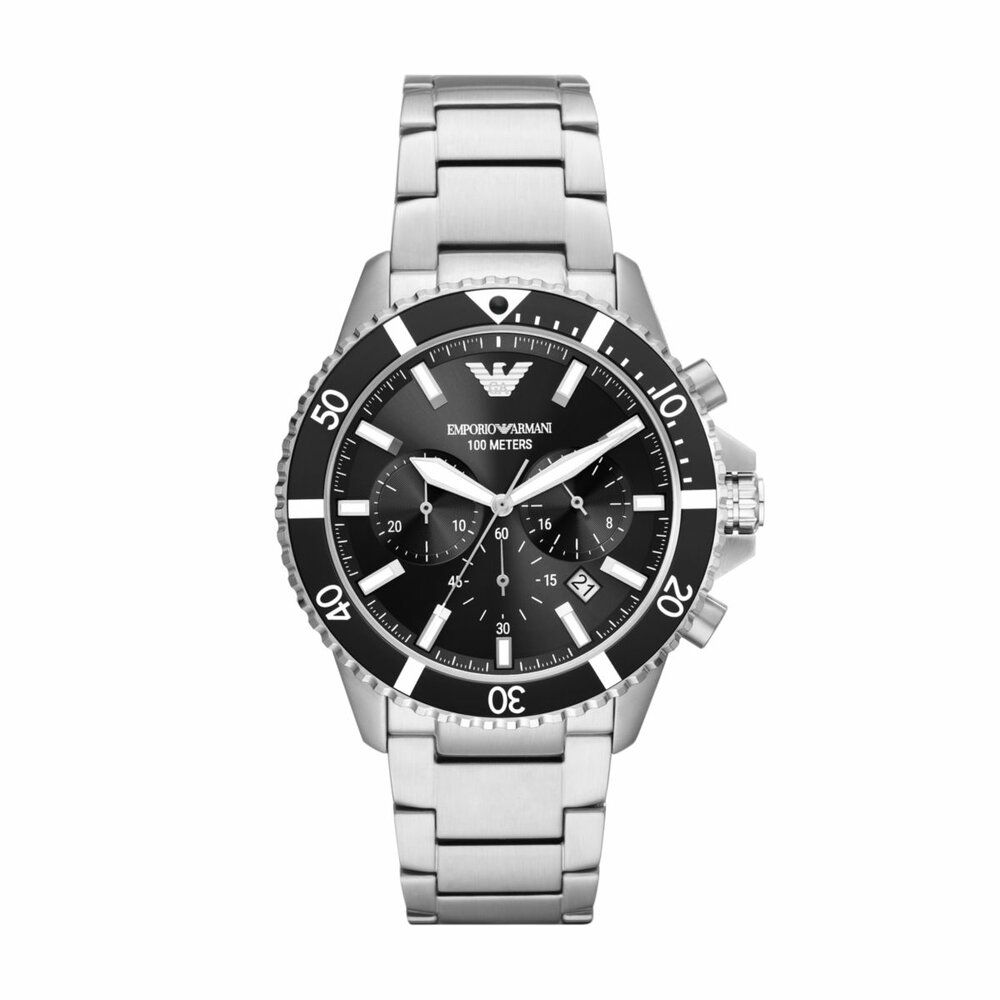 Emporio Armani Chronograph Black Dial and Black Stainless Steel 43mm Men's Watch | AR11360 | TIME Watches