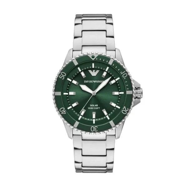 Emporio Armani Chronograph Black Dial and Silver Leather 43mm Men's Watch | AR11698 | TIME Watches