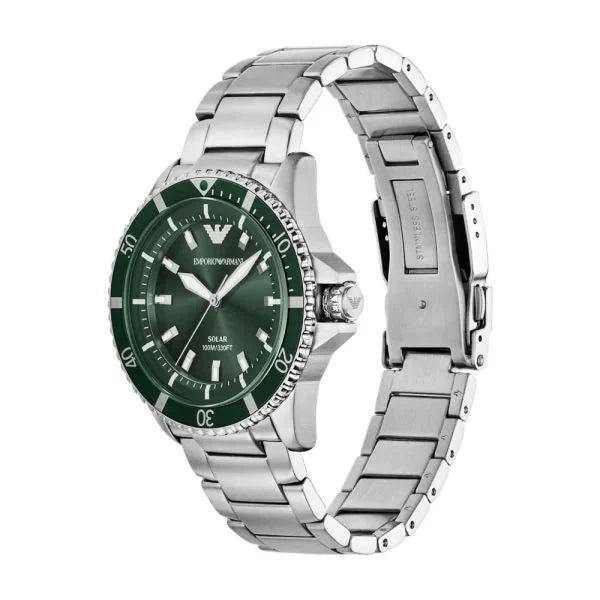 Emporio Armani Chronograph Black Dial and Silver Leather 43mm Men's Watch | AR11698 | TIME Watches