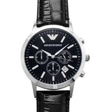 Emporio Armani Chronograph Black Leather Men's Watch | AR2447 | Time Watch Specialists