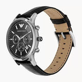 Emporio Armani Chronograph Black Leather Men's Watch | AR2447 | Time Watch Specialists