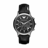 Emporio Armani Chronograph Black Leather Men's Watch | AR2447 | Time Watch Specialists
