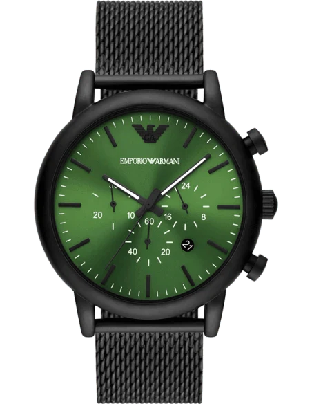 Emporio Armani Chronograph Black Dial and Black Steel Bracelet Mesh 44mm Men's Watch | AR11470
