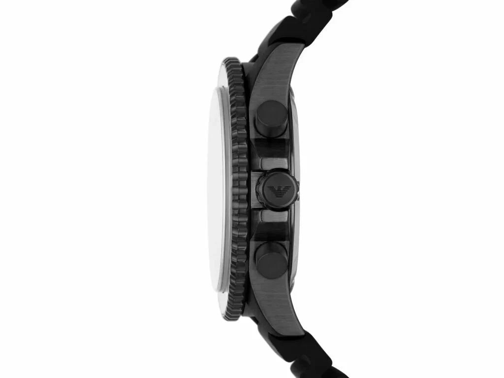 Emporio Armani Chronograph Silver-Tone Dial and Black Stainless Steel 43mm Men's Watch | AR11515