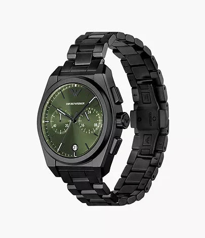 Emporio Armani Chronograph Green Dial and Black Stainless Steel 43mm Men's Watch | AR11562