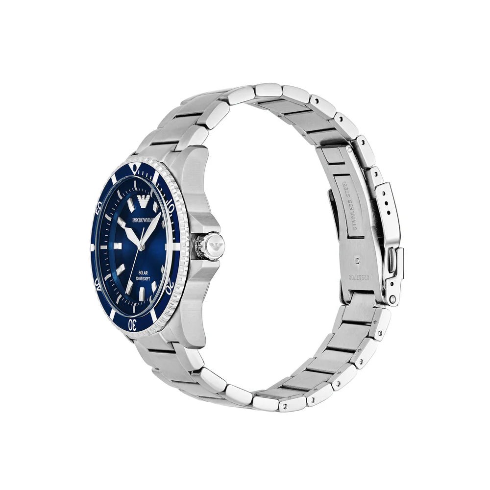 Emporio Armani Chronograph Blue Dial and Silver Stainless Steel 43mm Men's Watch | AR11697 | TIME Watches