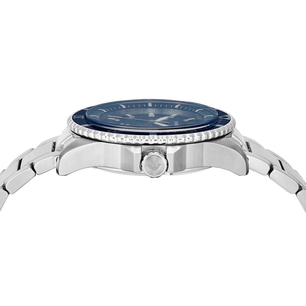 Emporio Armani Chronograph Blue Dial and Silver Stainless Steel 43mm Men's Watch | AR11697 | TIME Watches