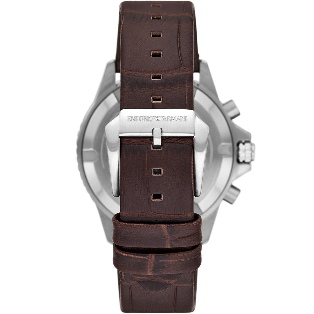 Emporio Armani Diver Black Dial and Black Leather 44mm Men's Watch | AR11486