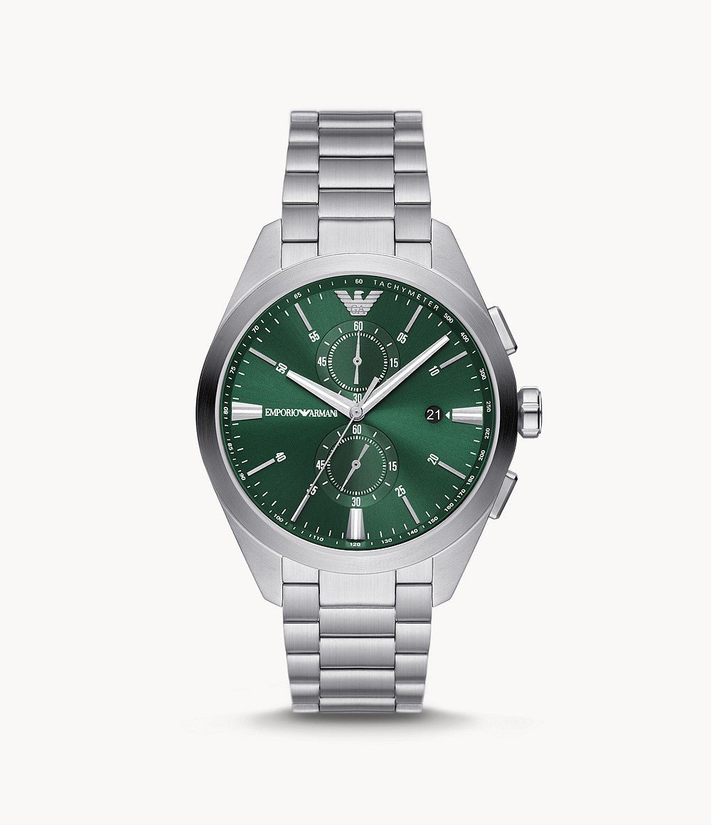 Emporio Armani Chronograph Black Dial and Silver Stainless Steel 43mm Men's Watch | AR11480