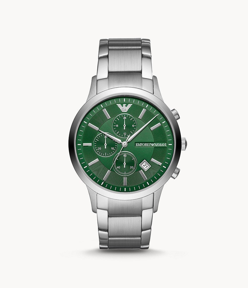 Emporio Armani Chronograph Black Dial and Silver Stainless Steel 43mm Men's Watch | AR11507