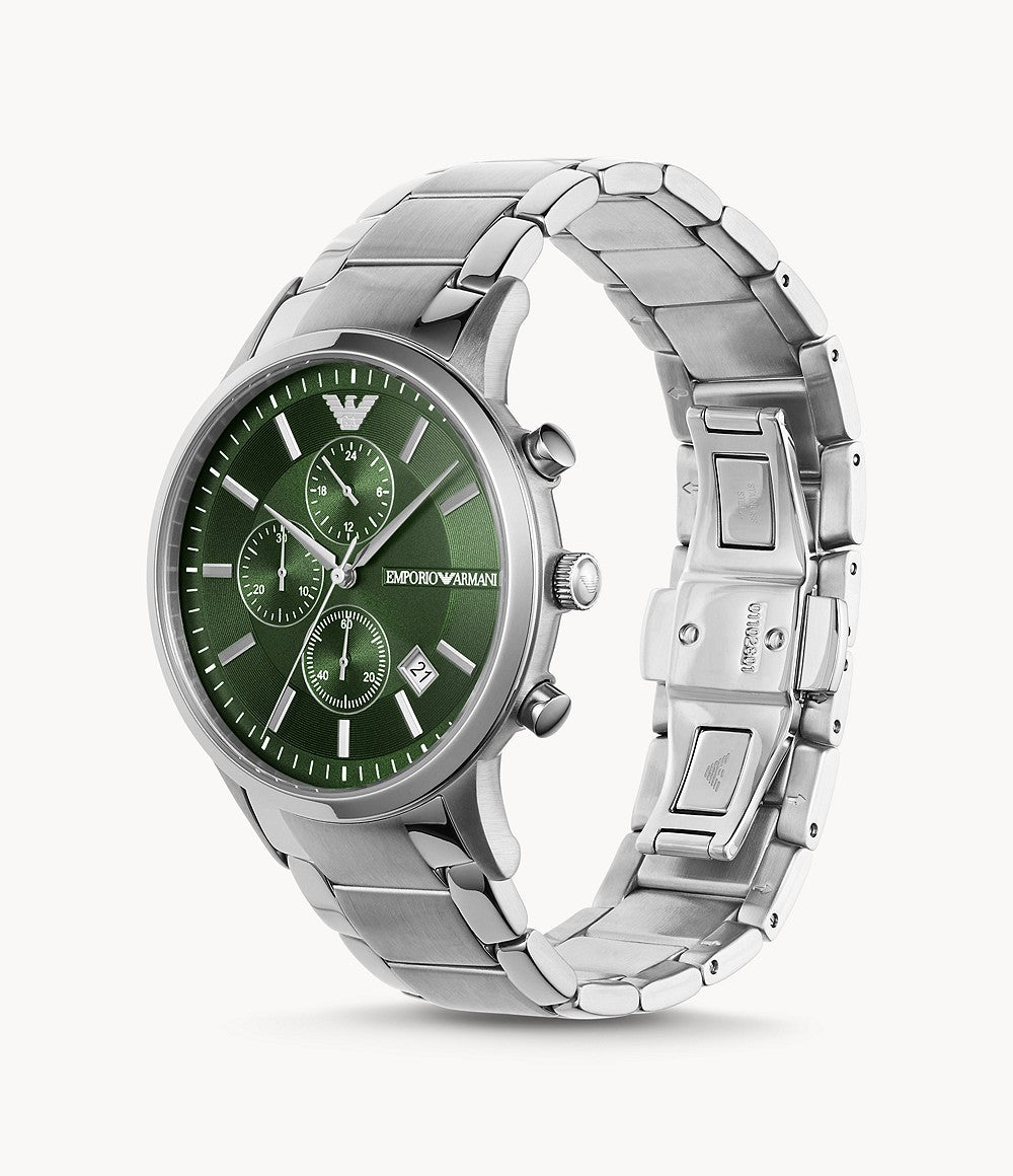 Emporio Armani Chronograph Black Dial and Silver Stainless Steel 43mm Men's Watch | AR11507