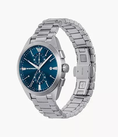 Emporio Armani Chronograph Blue Dial and Silver Stainless Steel 43mm Men's Watch | AR11541