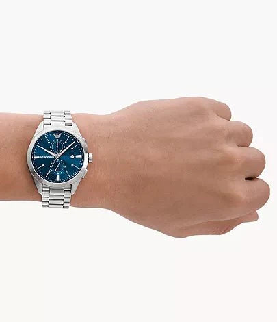 Emporio Armani Chronograph Blue Dial and Silver Stainless Steel 43mm Men's Watch | AR11541