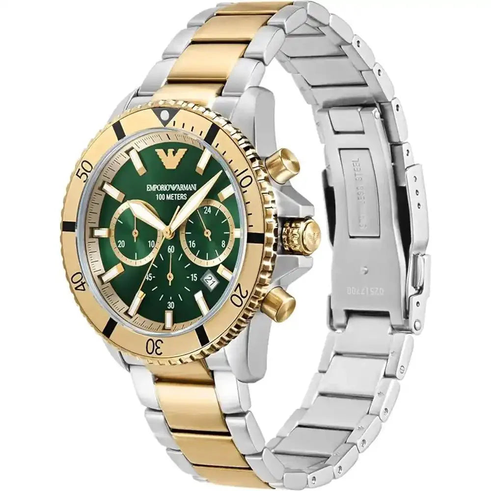 Emporio Armani Chronograph Two-Tone Dial and Two-Tone Stainless Steel 43mm Men's Watch | AR11586