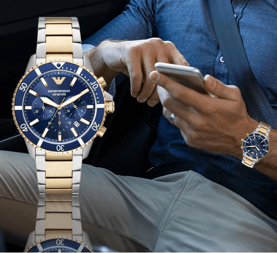 Emporio Armani Chronograph Two - Tone Stainless Steel Men's Watch | AR11362 | Time Watch Specialists