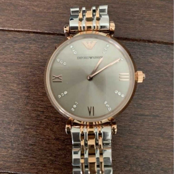 Emporio Armani Marcello Black Dial and Two-Tone Stainless Steel 38mm Women's Watch | AR1840