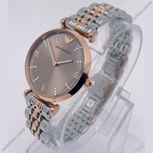 Emporio Armani Marcello Black Dial and Two-Tone Stainless Steel 38mm Women's Watch | AR1840