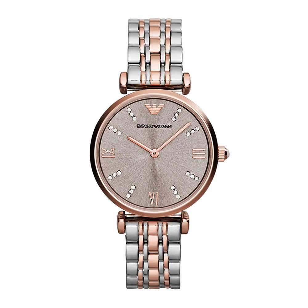 Emporio Armani Marcello Black Dial and Two-Tone Stainless Steel 38mm Women's Watch | AR1840