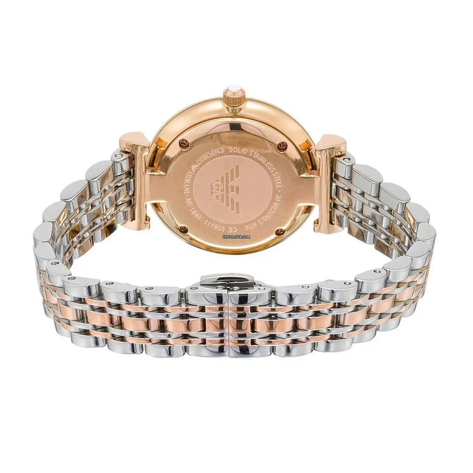 Emporio Armani Marcello Black Dial and Two-Tone Stainless Steel 38mm Women's Watch | AR1840