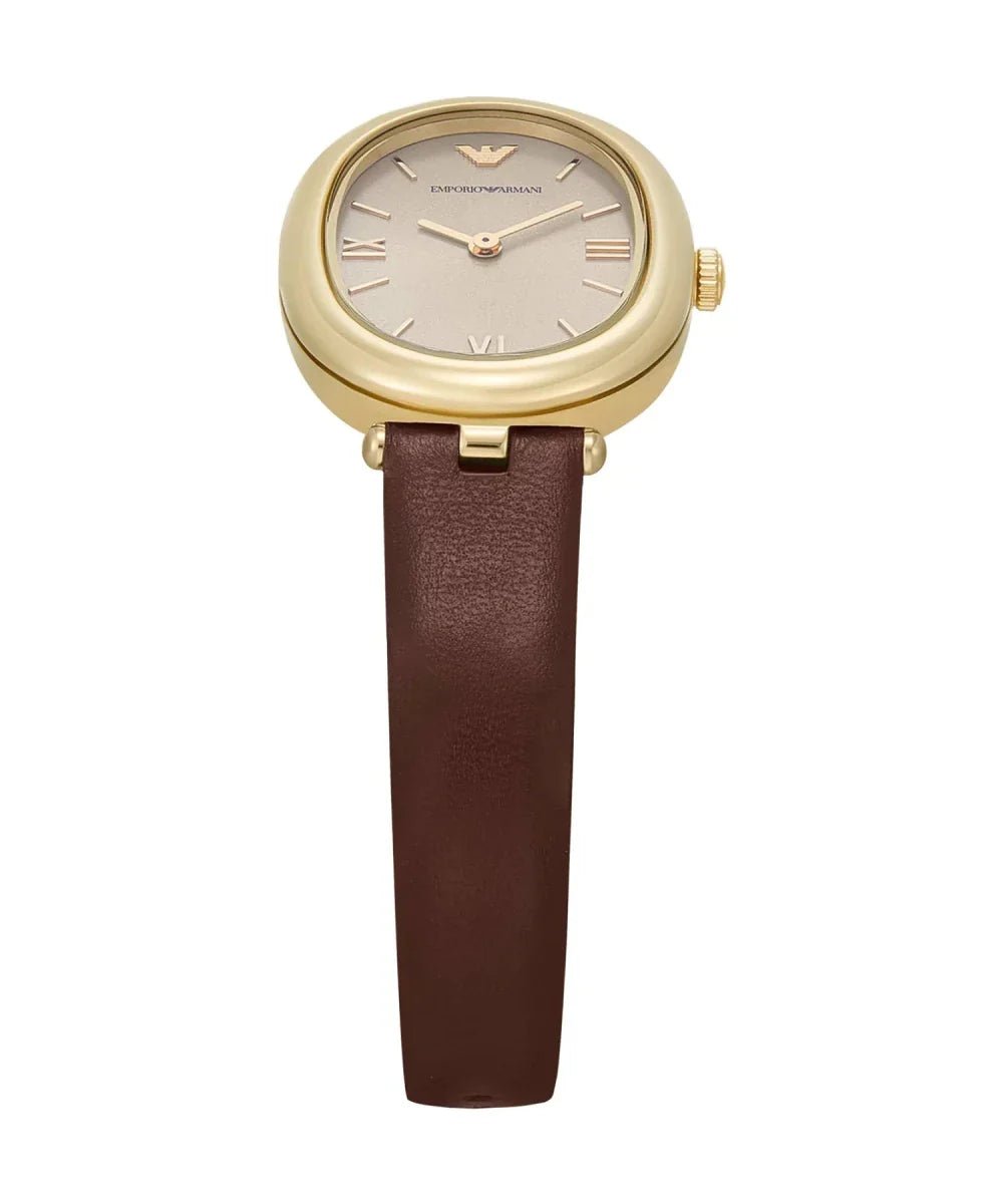 Emporio Armani Classic Grey Dial and Brown Leather 32mm Women's Watch | AR11708 | TIME Watches