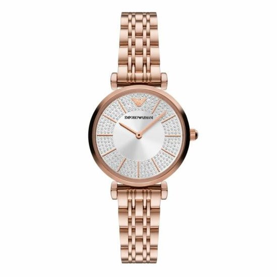 Emporio Armani Classic Mother of Pearl Dial and Rose Gold Stainless Steel 32mm Women's Watch | AR11446 | TIME Watches