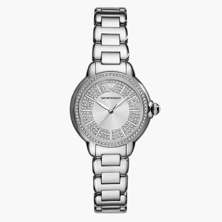 Emporio Armani Classic Silver Dial and Silver Stainless Steel 32mm Women's Watch | AR11632 | TIME Watches