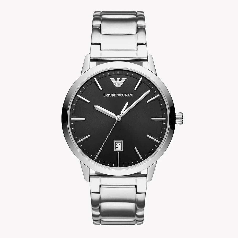 Emporio Armani Claudio Black Dial and Silver Stainless Steel 43mm Men's Watch | AR11310 | TIME Watches