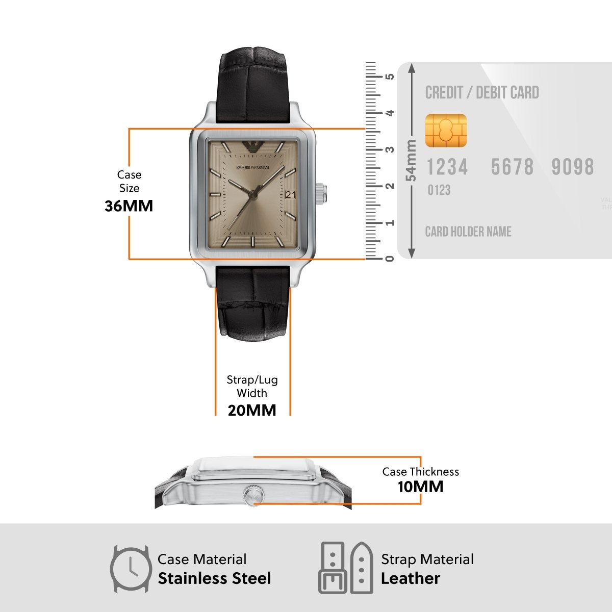 Emporio Armani Diego Silver Dial and Brown Leather 36mm Men's Watch | AR11756 | TIME Watches