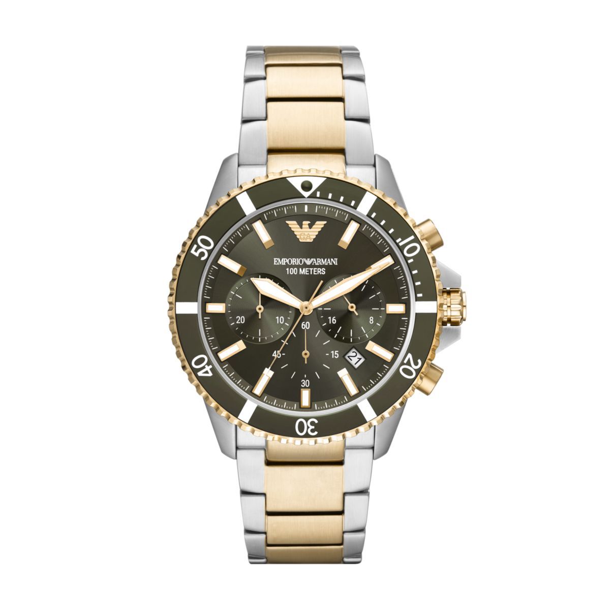 Emporio Armani Diver Two-Tone Dial and Two-Tone Stainless Steel 44mm Men's Watch | AR11361