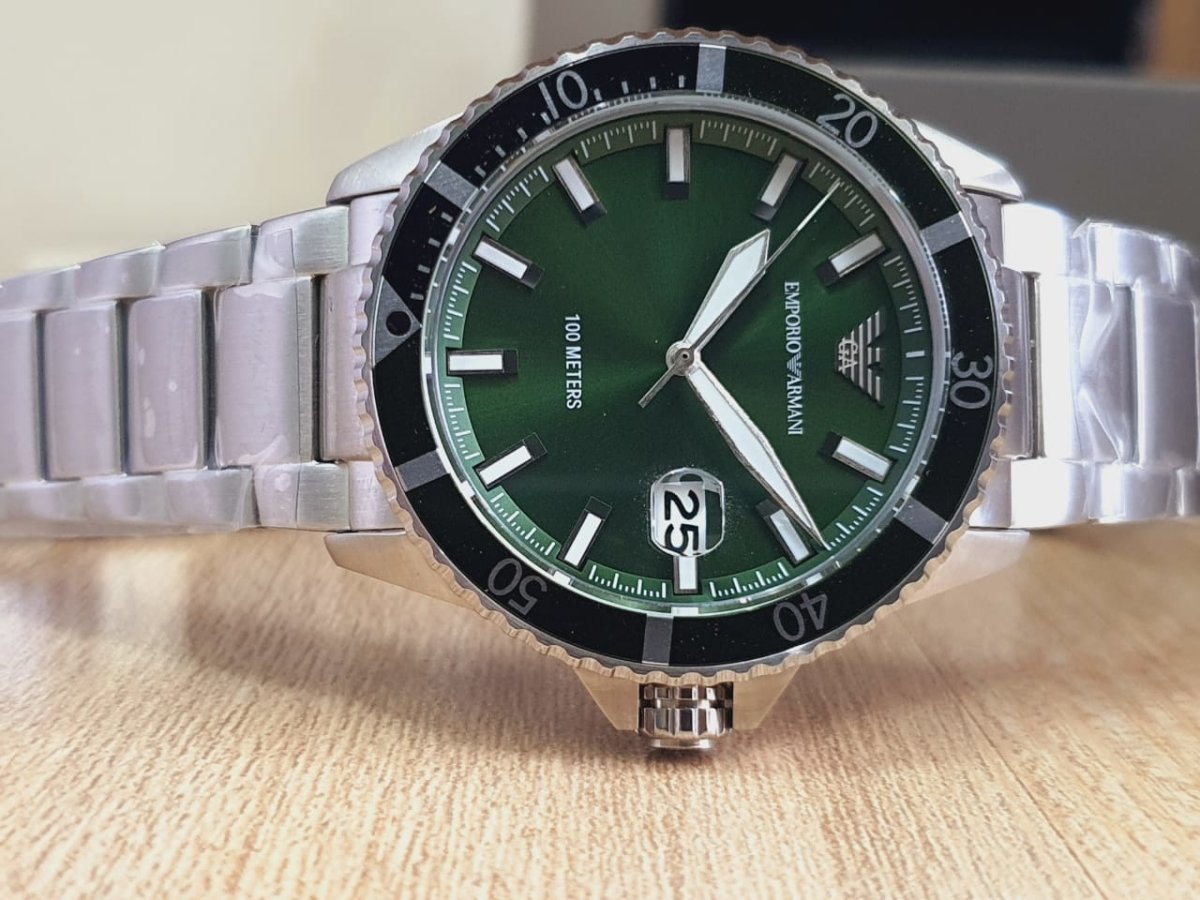 Emporio Armani Diver Black Dial and Silver Stainless Steel 43mm Men's Watch | AR11338
