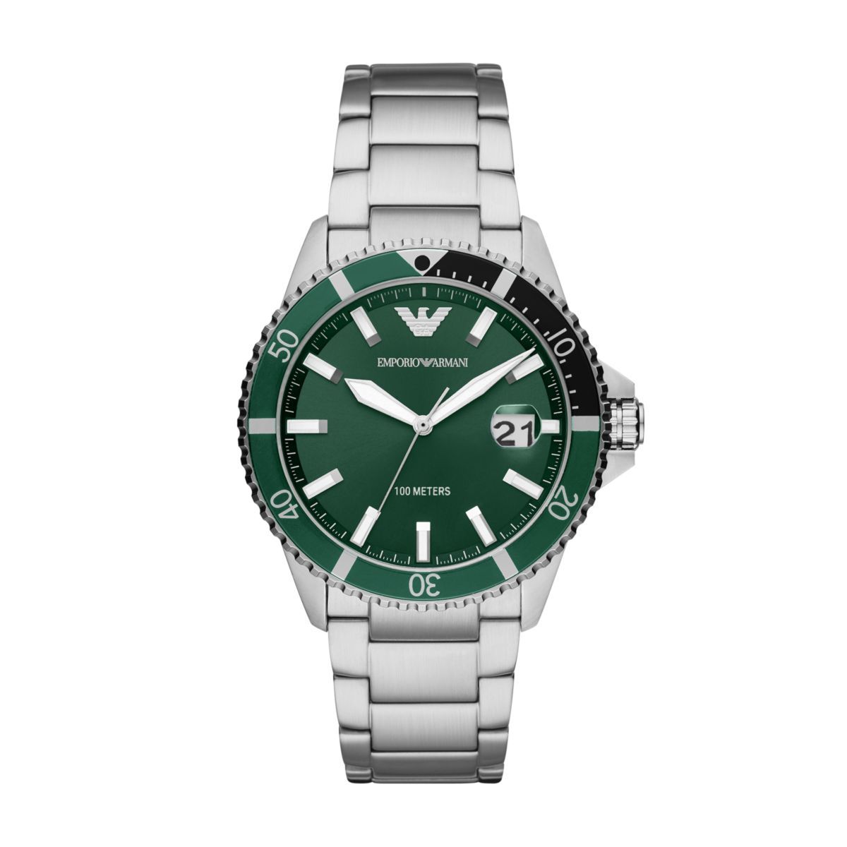 Emporio Armani Diver Black Dial and Silver Stainless Steel 43mm Men's Watch | AR11338