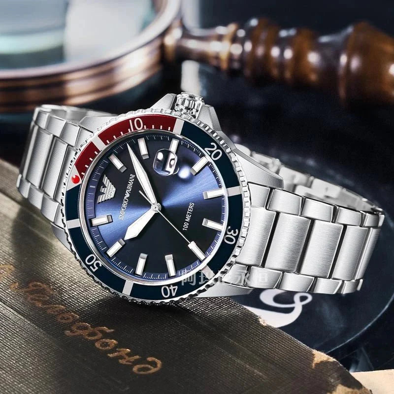 Emporio Armani Diver Black Dial and Silver Stainless Steel 43mm Men's Watch | AR11339