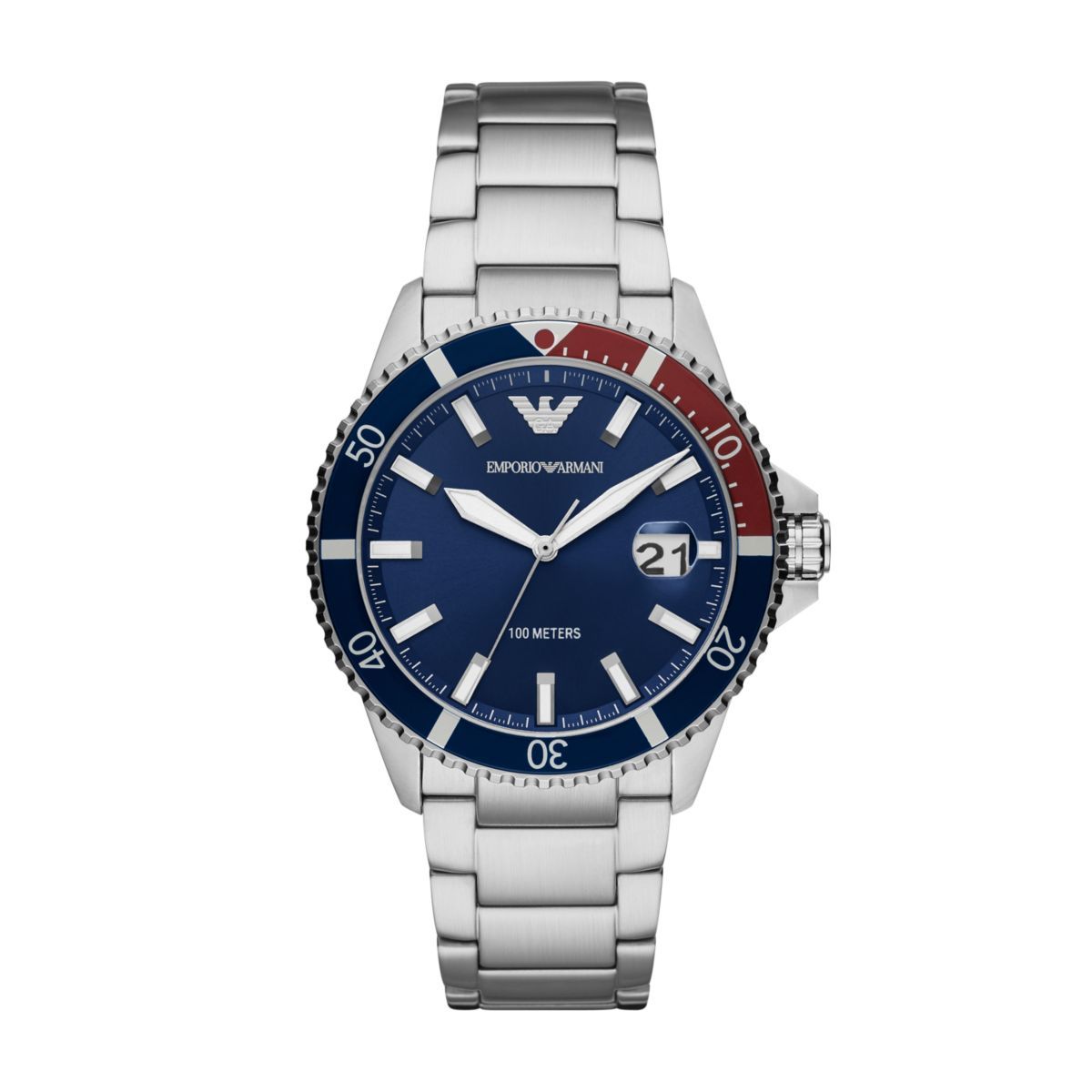 Emporio Armani Diver Black Dial and Silver Stainless Steel 43mm Men's Watch | AR11339