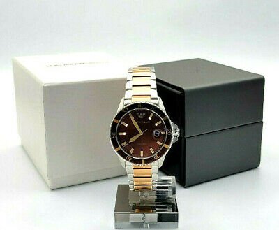 Emporio Armani Diver Two-Tone Dial and Two-Tone Stainless Steel 43mm Men's Watch | AR11340